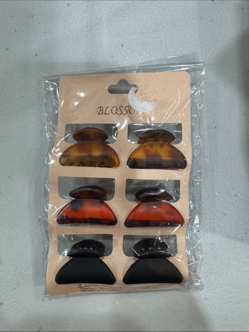 Blossom 6-Piece Hair Claw Clip Set - Tortoiseshell, Red, Black